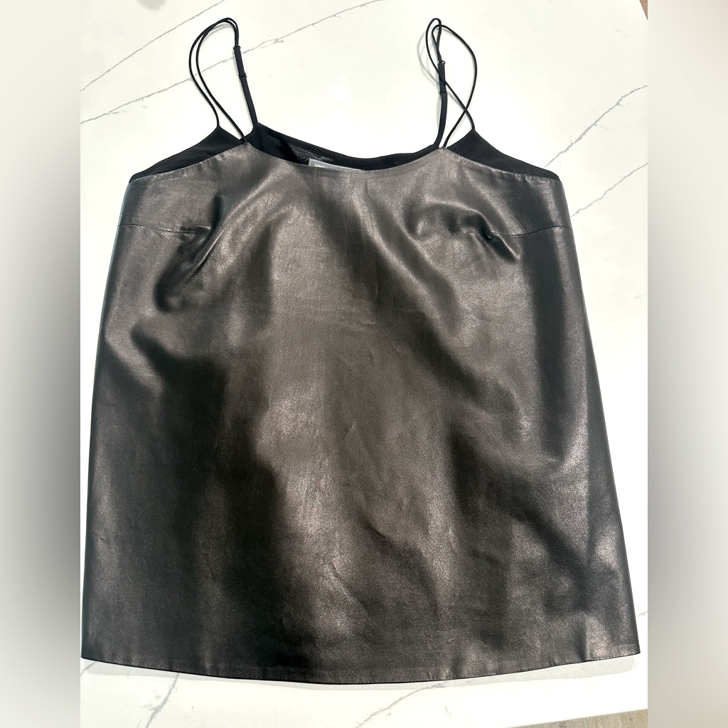 Vince Black Leather Tank Top